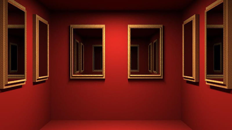 Multiple Mirror Red Shades Wall Mirror, HD wallpaper
