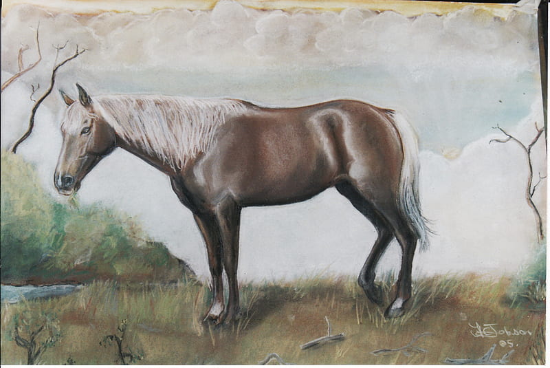Hafinger Horse Painting, paintings, animals, horses, austrian horse, haflinger horse, HD wallpaper