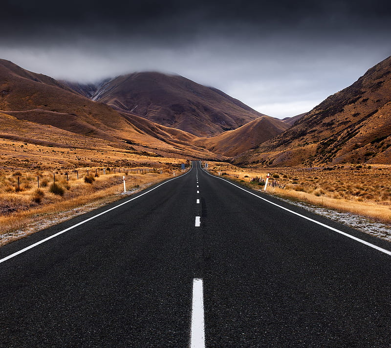 New Zealand, landscapes, road, tarmac, HD wallpaper