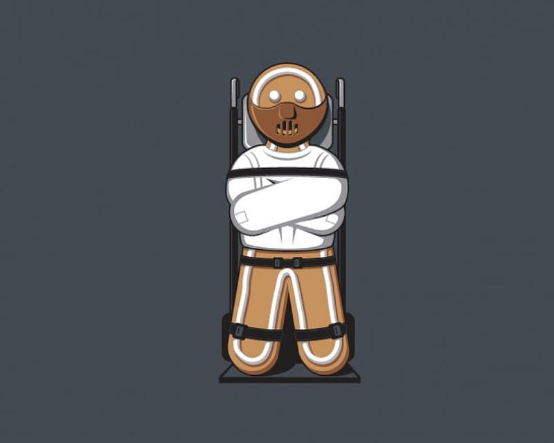 The Night Ginger snap, funny, mask, gingerbread man, straitjacket, HD wallpaper