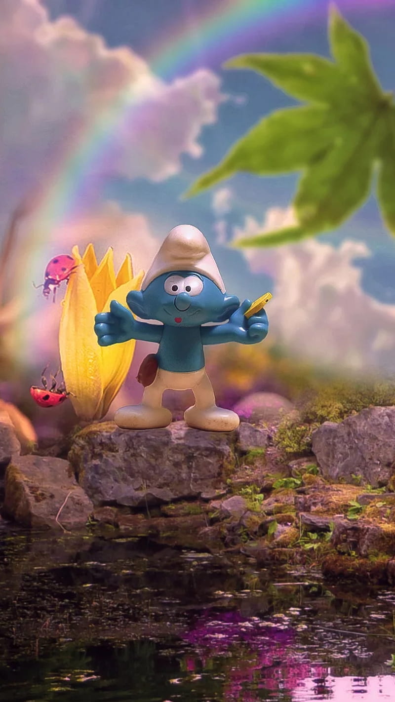 Smurfs, animation, clouds, fantasy, film, ladybug, movie, rainbow, HD phone  wallpaper | Peakpx