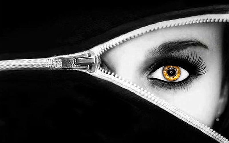 Zippered Eye, black and white, zipper, digital art, Eyes, HD wallpaper ...