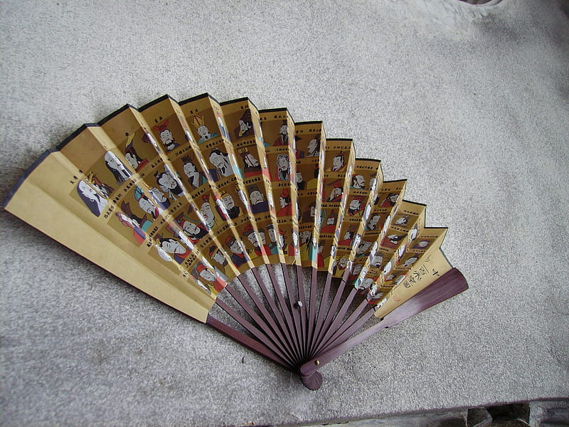 Antique Chinese Fan, art, china, asia, graphy, fans, characters, painting, symbols, fashion, HD wallpaper