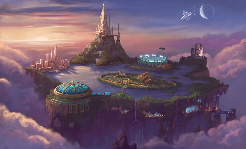 Fantasy, City, Cloud, Castle, Floating Island, HD wallpaper