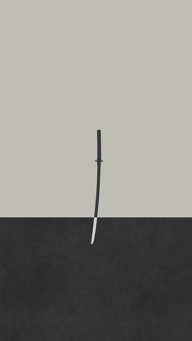 Sword, 2018, black, dark, flat, japanese, katana, minimal, minimalist, samurai, HD phone wallpaper