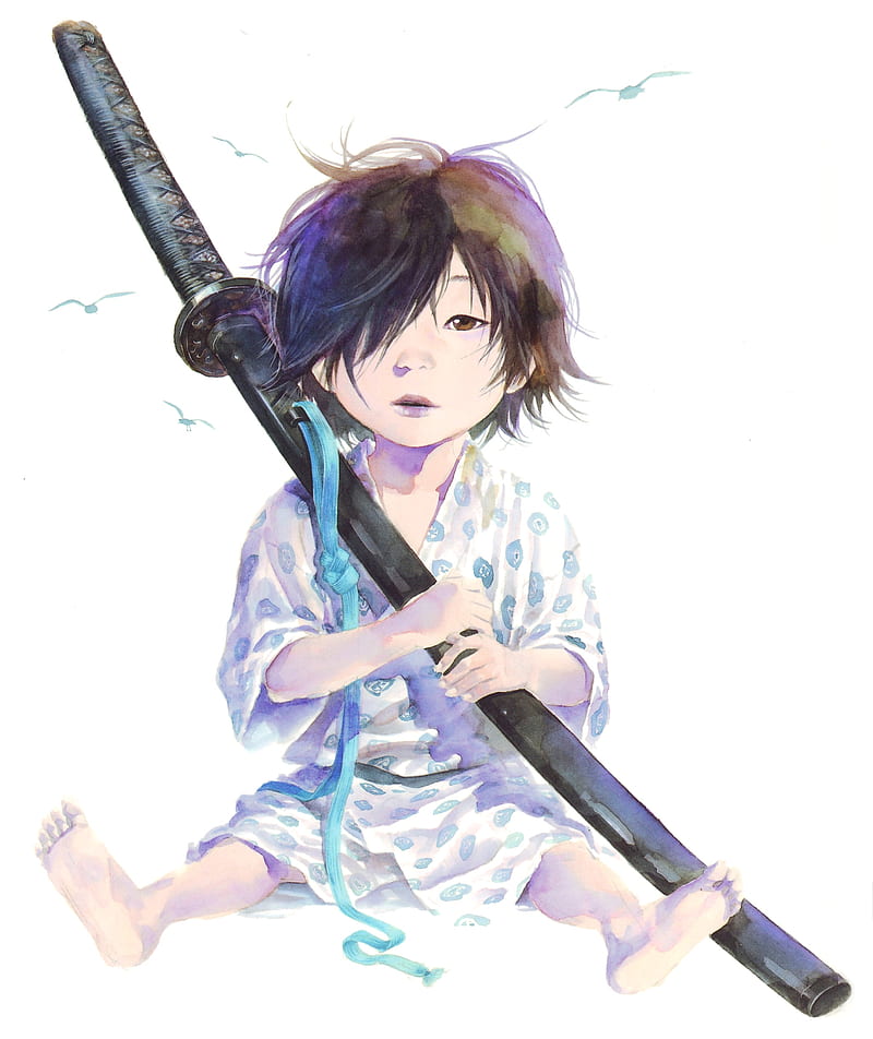 Vagabond, Inoue takehiko, Vagabond: Water, samurai, watercolor, sword, HD phone wallpaper