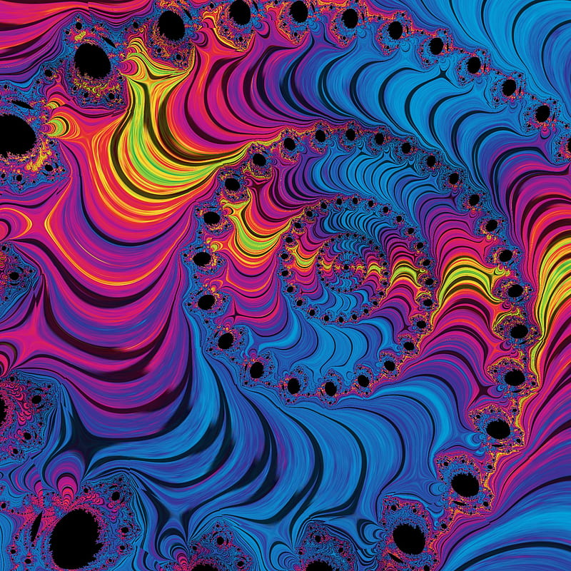 Neon Fractal Spiral, bright, crazy, fibonacci, math, swirl, trippy, vivid, HD phone wallpaper