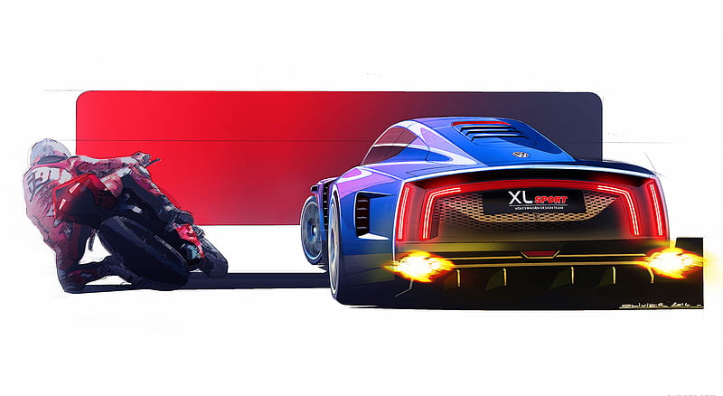 2014 Volkswagen XL Sport Concept and Ducati - Design Sketch , car, HD wallpaper