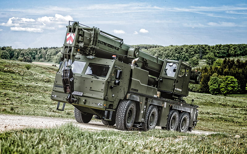 Liebherr G-LTM 1090, truck crane, military crane, military vehicles, armored truck crane, Liebherr, HD wallpaper
