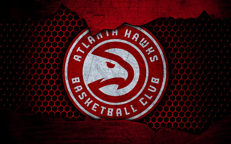 Atlanta Hawks logo, NBA, basketball, Eastern Conference, USA, grunge, metal texture, Southeast Division, HD wallpaper
