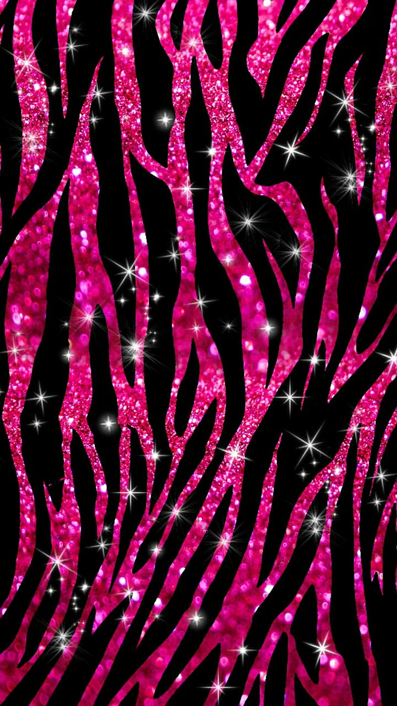Glitter Pink Zebra, pattern, pink, zebra, HD phone wallpaper