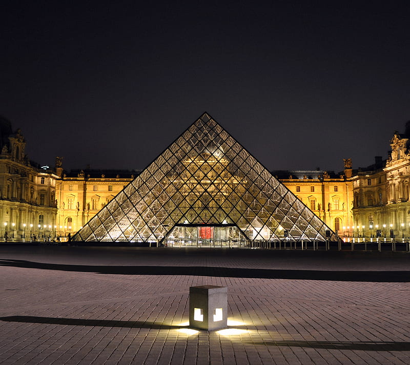 Louvre, building, europe, france, french, glass, paris, pyramid, HD wallpaper
