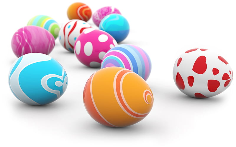 Easter eggs, rendering, 3d painted eggs, Easter, decoration, HD wallpaper