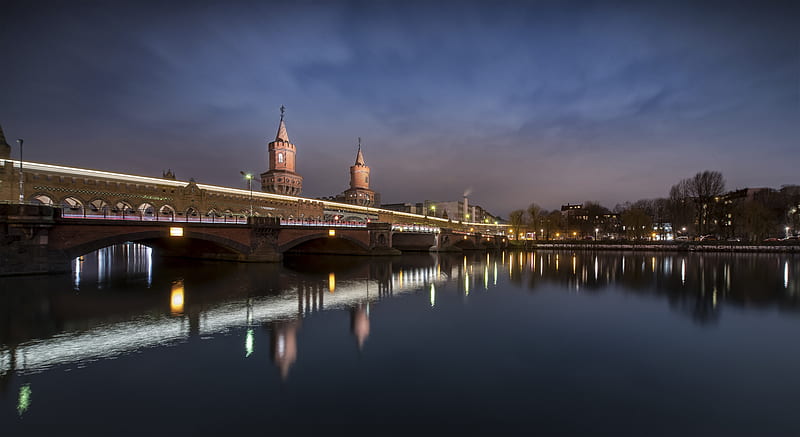 Bridges, Bridge, Berlin, City, Evening, Germany, Oberbaum Bridge, River, Spree, HD wallpaper