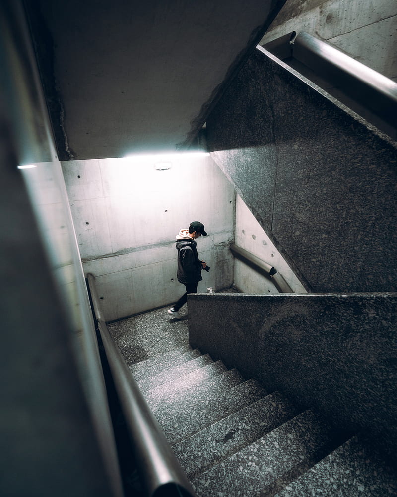lonely, loneliness, grapher, cap, stairs, HD phone wallpaper