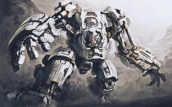 robot, dust, monster, cyber warrior, big robot, battle, HD wallpaper