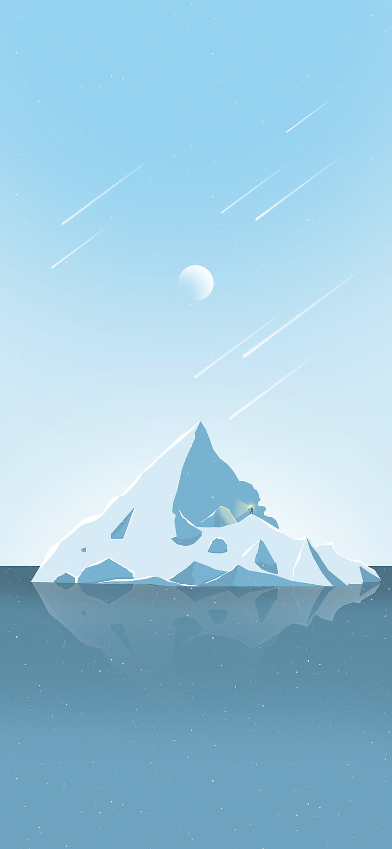 glacier, ice, silhouette, moon, art, minimalism, HD phone wallpaper