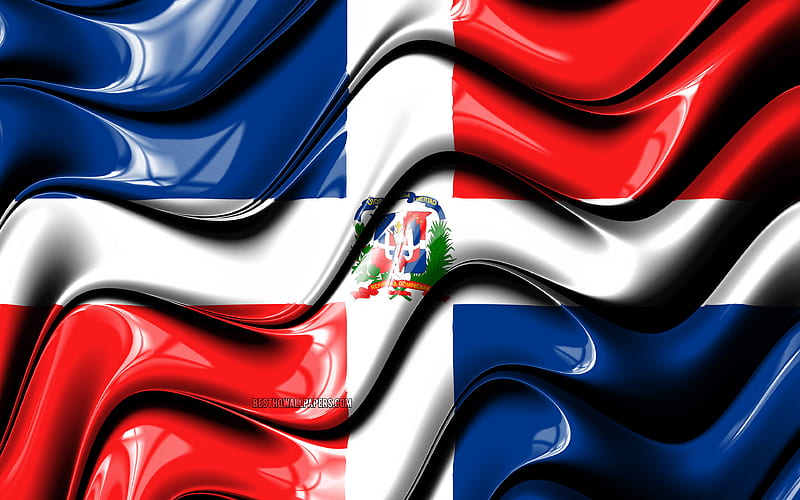 Dominican Republic flag North America, national symbols, Flag of Dominican Republic, 3D art, Dominican Republic, North American countries, Dominican Republic 3D flag, HD wallpaper