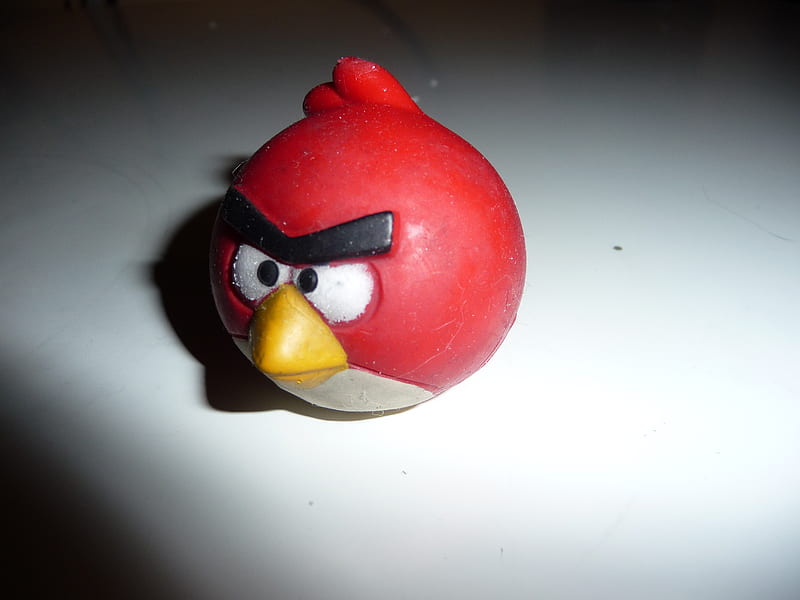 Red Angry Bird, red, stairing, bird, plump, HD wallpaper