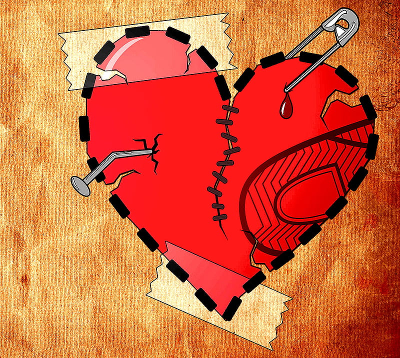 Wounded Heart, brand, footprint, love, new, tesa, HD wallpaper