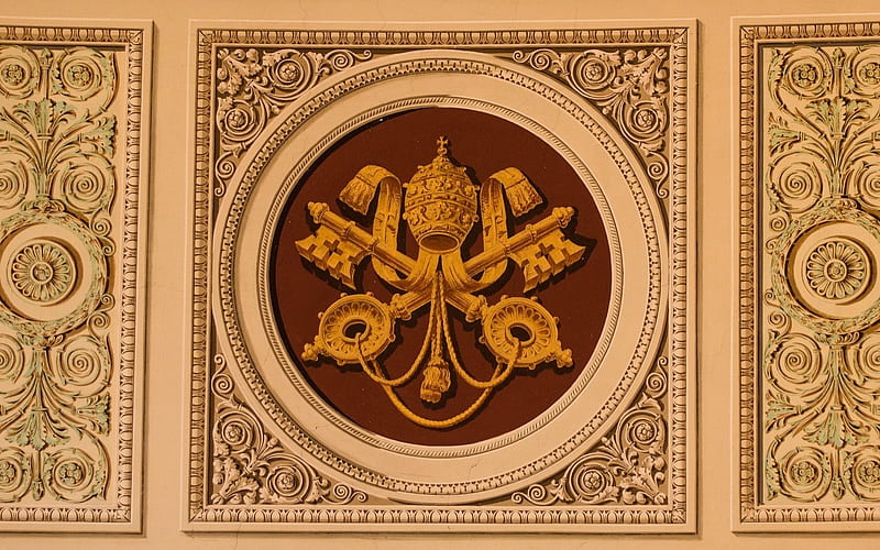 Coat of Arms of Vatican, Rome, Vatican, Italy, coat of arms, fresco, HD wallpaper