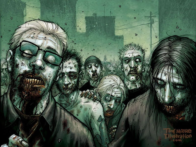 Zombies Attack, zombies, eat flesh, city, brains, HD wallpaper