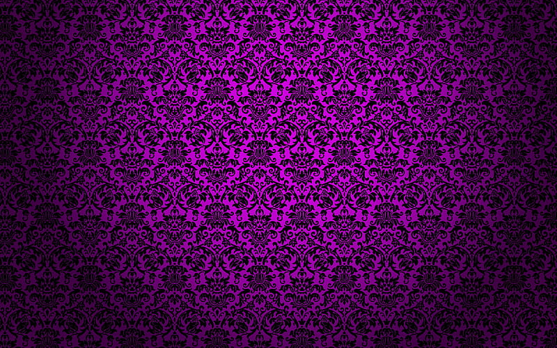 violet damask pattern, vintage floral pattern, violet vintage background, floral patterns, background with flowers, violet retro backgrounds, vintage backgrounds, violet backgrounds, floral vintage pattern, HD wallpaper