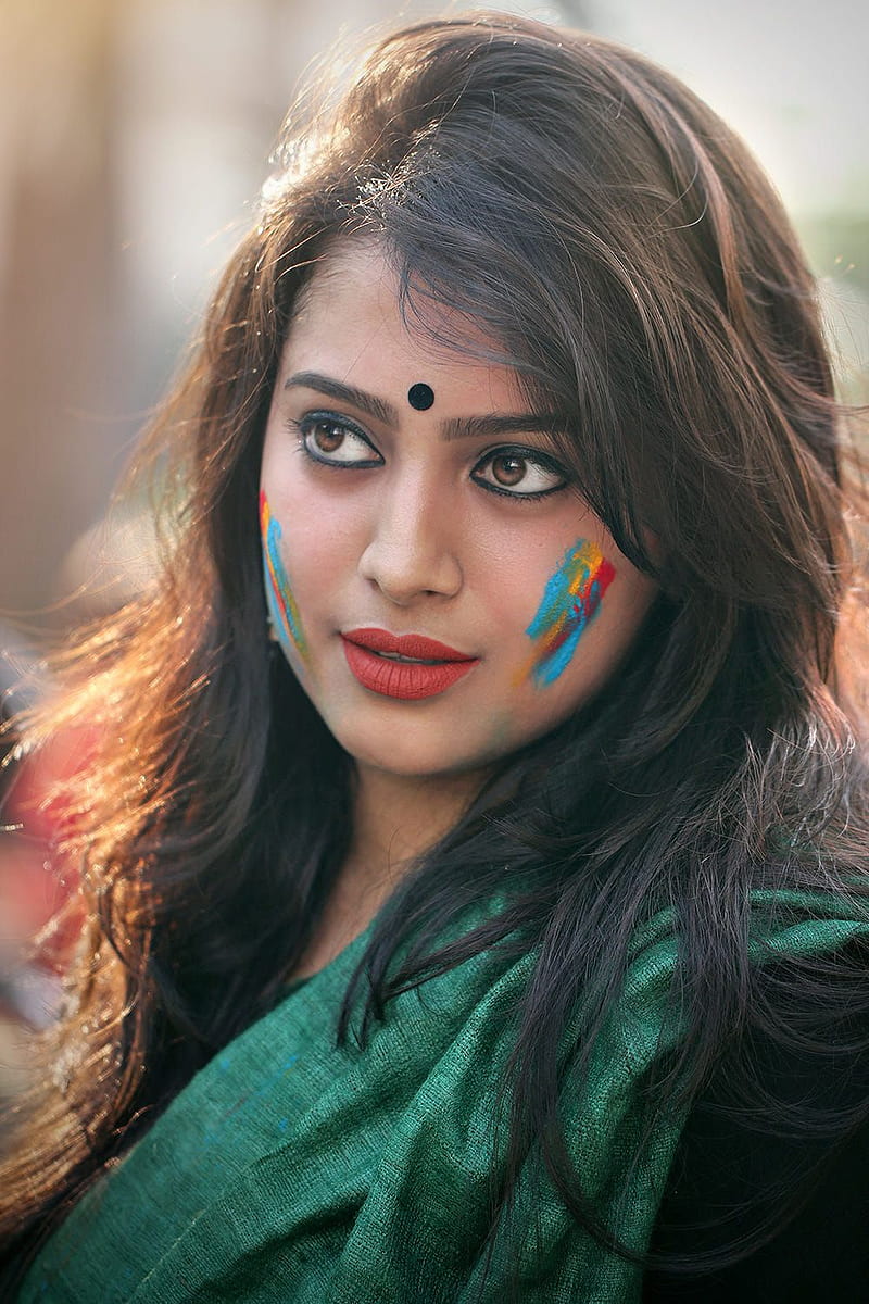 Beautiful girl, bengali, eyes, holi, indian, HD phone wallpaper ...