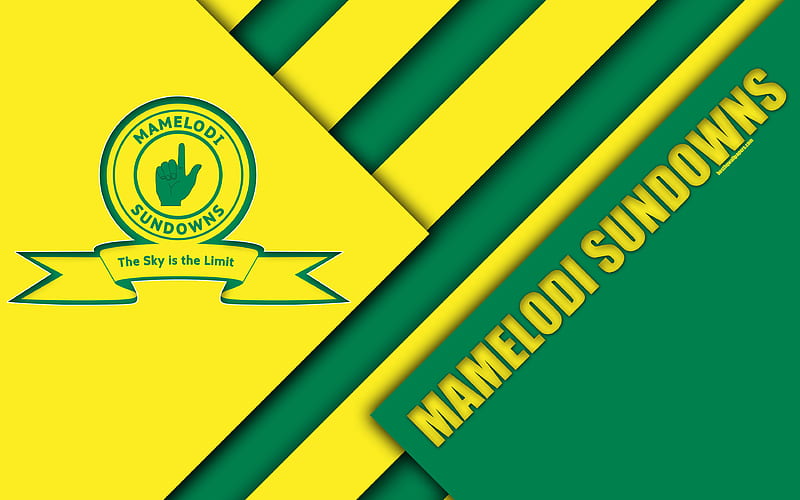 Mamelodi Sundowns FC South African Football Club, logo, yellow green abstraction, material design, Pretoria, South Africa, Premier Soccer League, football, HD wallpaper