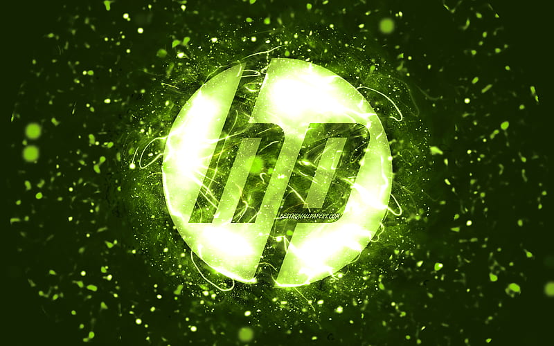HP lime logo lime neon lights, creative, Hewlett-Packard logo, lime abstract background, HP logo, Hewlett-Packard, HP, HD wallpaper