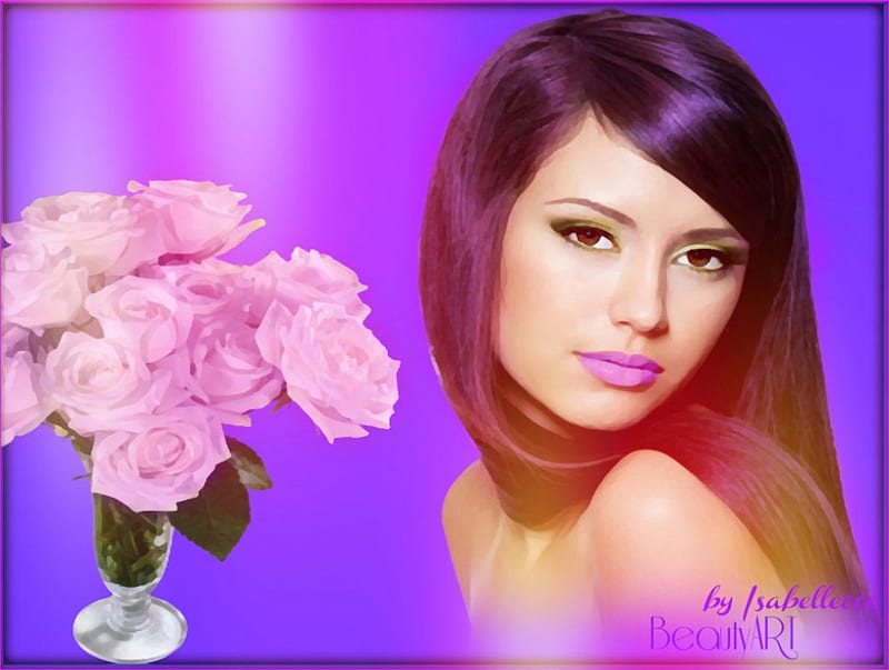 Beauty for A Sweet Purple-Haze , art, Beauty, purple, model, woman, HD wallpaper