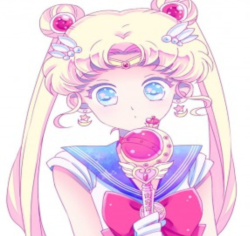 Sailor Moon, red, pretty, earings, tie, bonito, woman, anime, beauty, long hair, blue eyes, blue, art, female, lovely, ribbon, blonde hair, twintails, cute, girl, lady, white, HD wallpaper