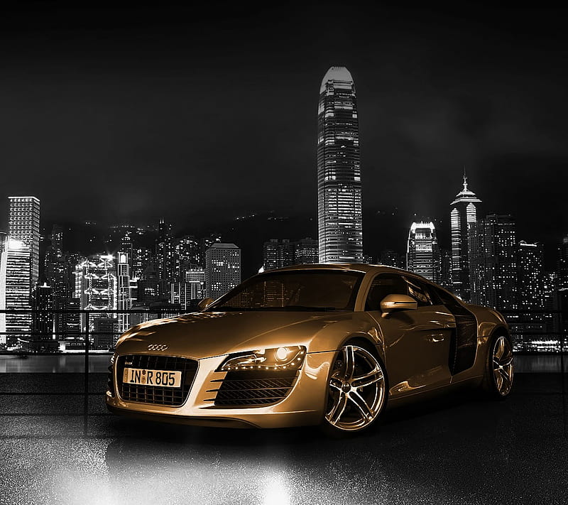 Audi , car, expensive, fast, gold, r8, HD wallpaper