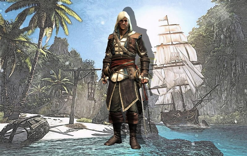 Assassin's Creed Black Flag, ps3, jackdaw, assassins creed, black flag, ubisoft, ps4, xbox, painting, pc, HD wallpaper