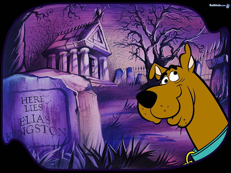 Scooby Doo in the graveyard, creepy, headstone, scooby doo, grave yard, dog, night, HD wallpaper