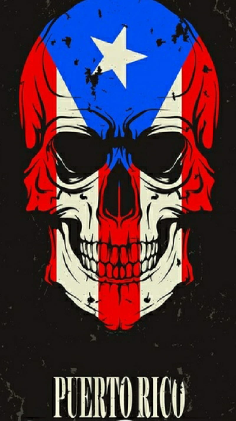Puerto Rican Skull, flag, logo, peurto, red, rico, white, HD phone wallpaper