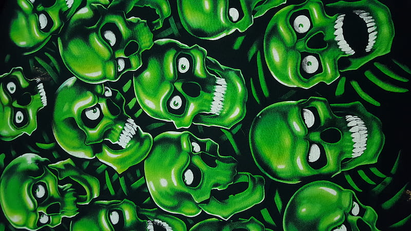 Green Skulls, creepy, green, halloween, skeleton, skeletons, skull, skulls, HD wallpaper