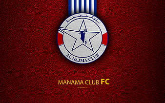 Al-Najma Club leather texture, logo, blue white lines, Bahrain football ...