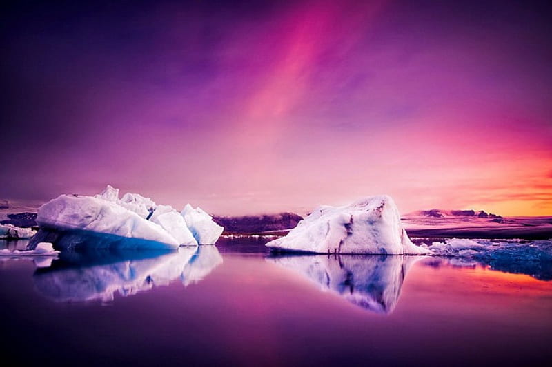 Amazing winter sky, pretty, colorful, cloudy, bonito, sunset, clouds, nice, river, reflection, frost, amazing, lovely, iceberg, sky, winter, lake, water, icy, ice, frozen, HD wallpaper