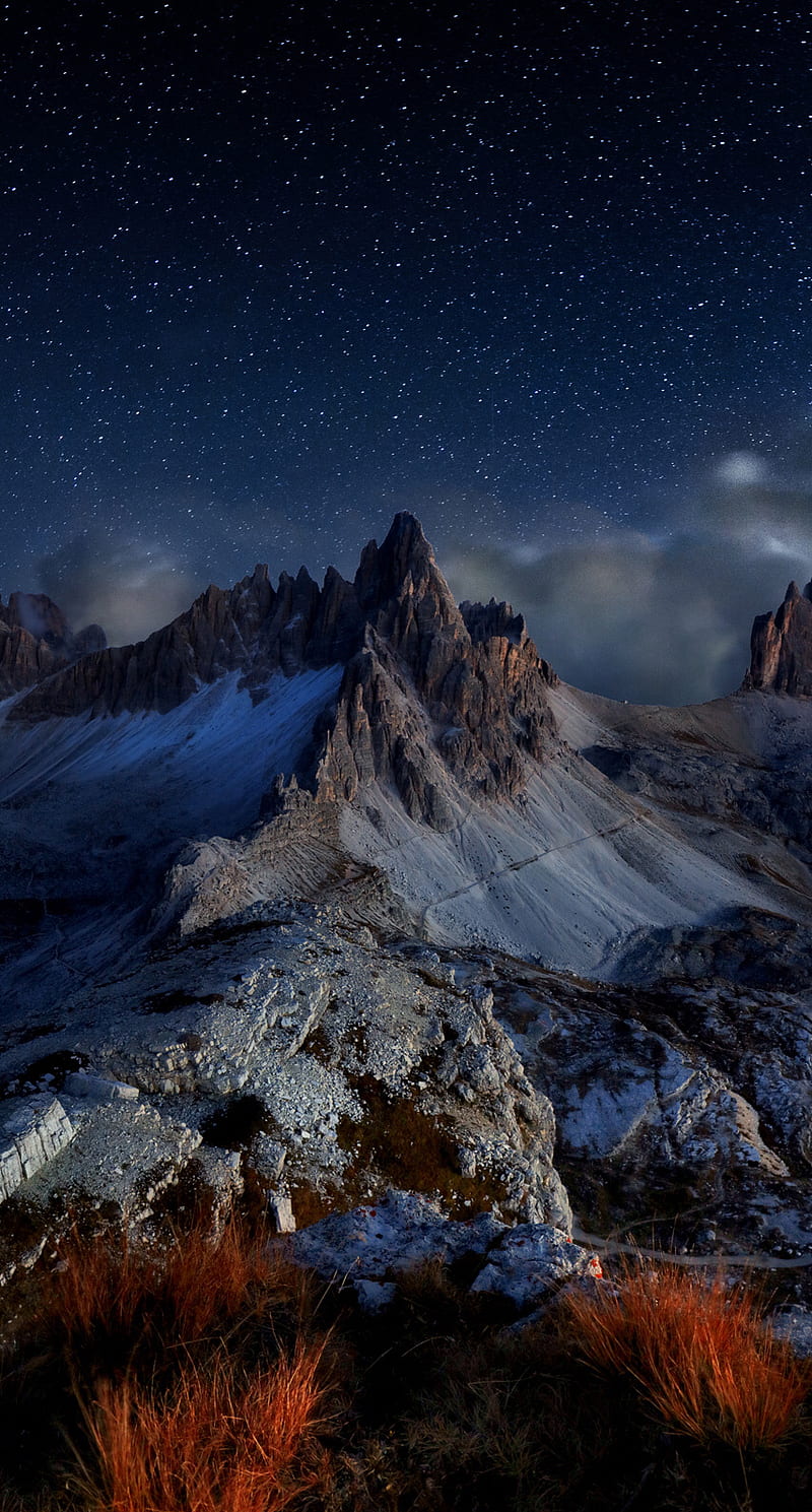 Beautiful Scenary, bonito, clouds, mountains, stars, HD phone wallpaper