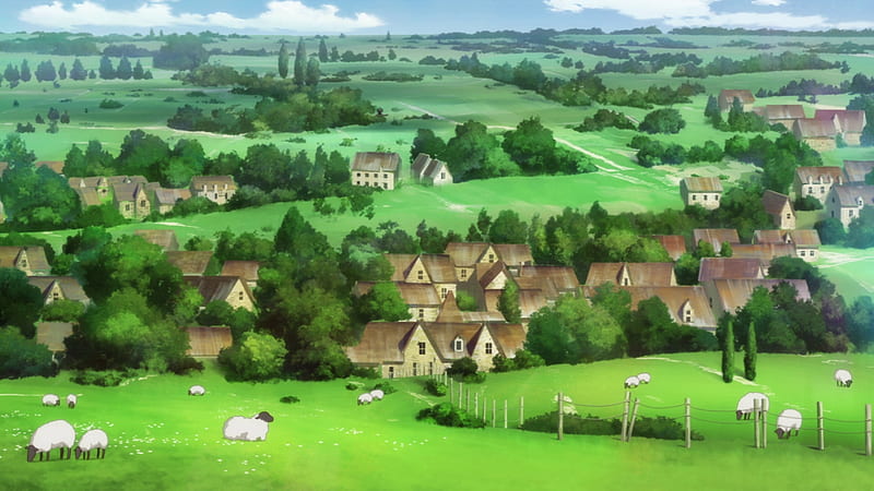 Mahoutsukai no Yome Village: Nếu bạn là một fan của Mahoutsukai no Yome (The Ancient Magus\' Bride), thì bạn chắc chắn sẽ yêu thích bức ảnh này. Với cảnh làng yên tĩnh và nền tảng phong phú, bức ảnh này là một trải nghiệm tuyệt vời cho người hâm mộ anime này.
