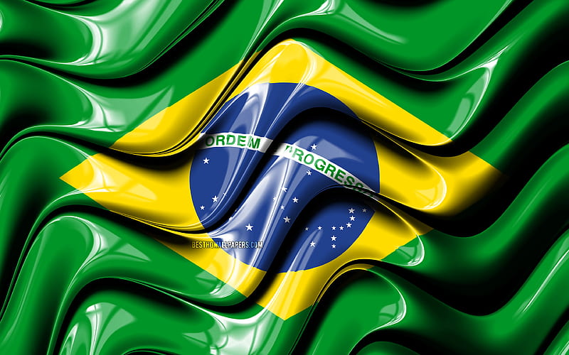 Brazilian flag South America, national symbols, Flag of Brazil, 3D art, Brazil, South American countries, Brazil 3D flag, HD wallpaper