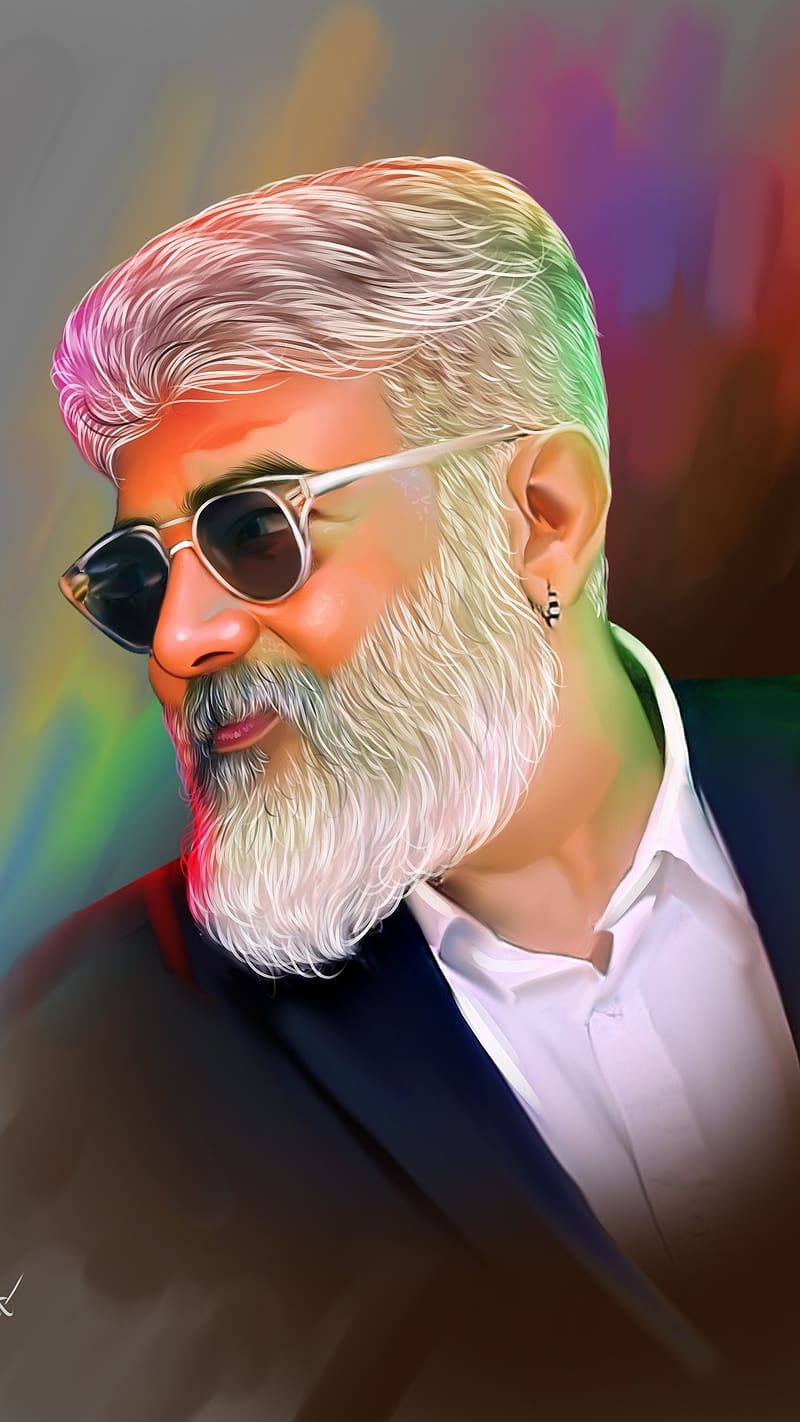 Thala Ajith, Colorful Sketch, art work, actor, south indian, HD ...
