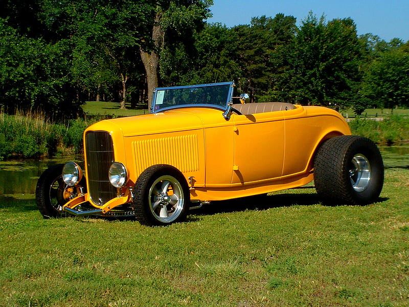 '32 Ford Roadster, hiboy, 1932, hotrod, ford, car, 32, convertible, hot, classic, roadster, street, vintage, hi, high, rod, boy, antique, highboy, HD wallpaper