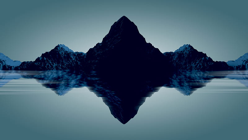 mountain reflection, scenic, lake, 3d modelling, digital art, Landscape, HD wallpaper