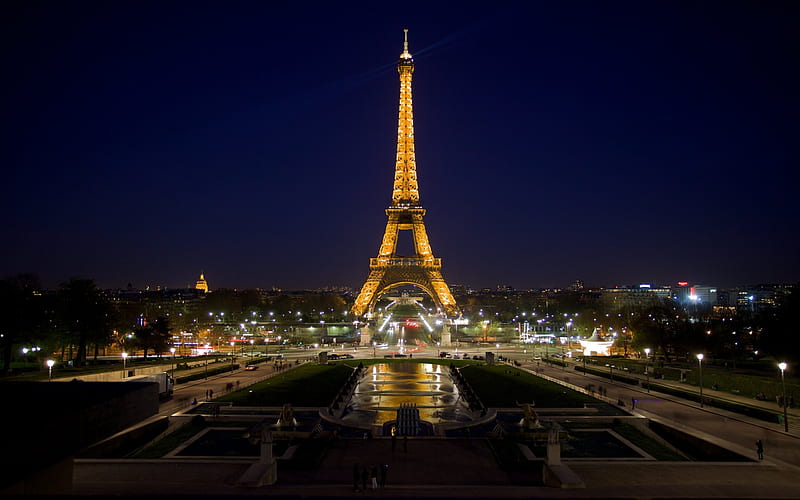 Eiffel Tower, Paris, Champs-Elysees, evening, Paris landmarks, HD wallpaper