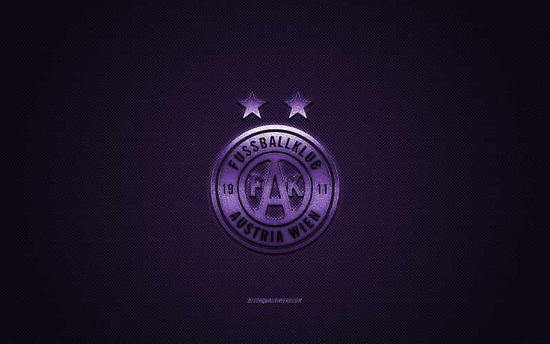 Austria Vienna, Austrian football club, Austrian Bundesliga, purple logo, purple carbon fiber background, football, Vienna, Austria, Austria Vienna logo, HD wallpaper