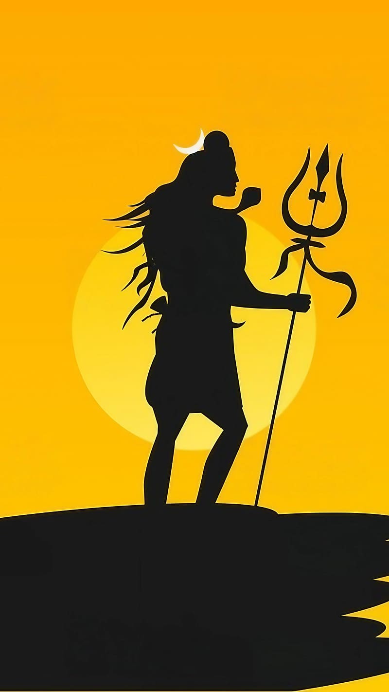 God Shiva , Yellow Background, lord, god, mahadev, HD phone wallpaper
