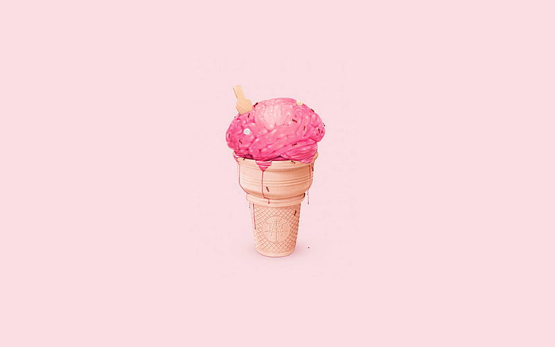Cute Pink Brain Ice Cream, HD wallpaper