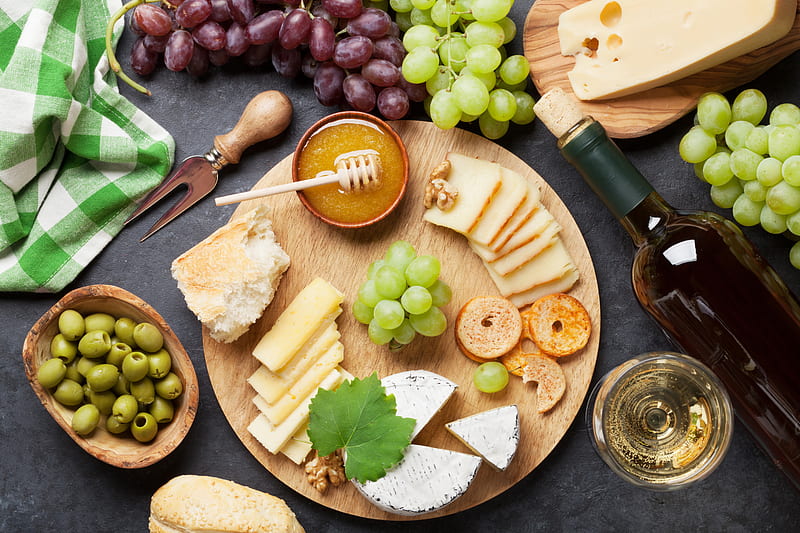 Food, Still Life, Cheese, Fruit, Grapes, Honey, Olive, HD wallpaper